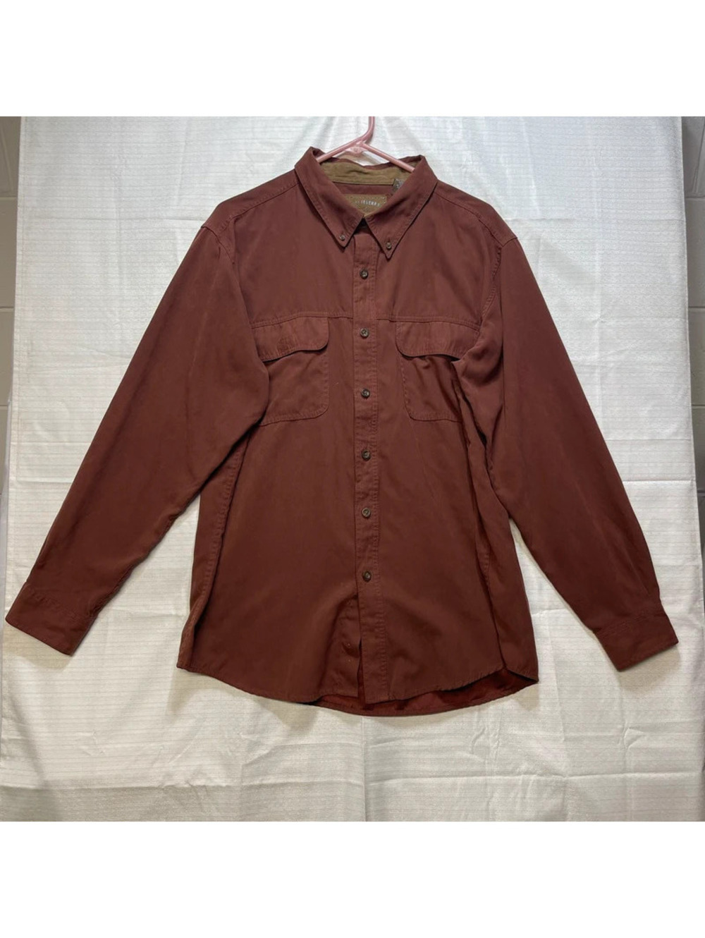 Reel Legends Men's Fishing Shirt Brown Long Sleeve Button Front Large